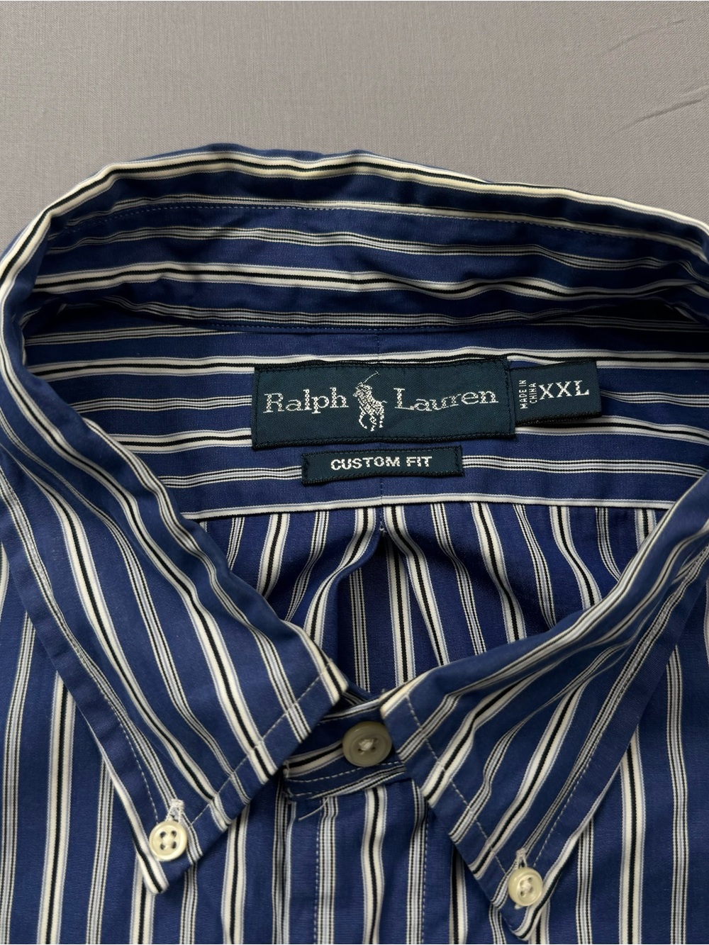 Ralph Lauren Button Down Shirt Mens XXL Blue White Striped Red Pony Logo - Picture 5 of 7